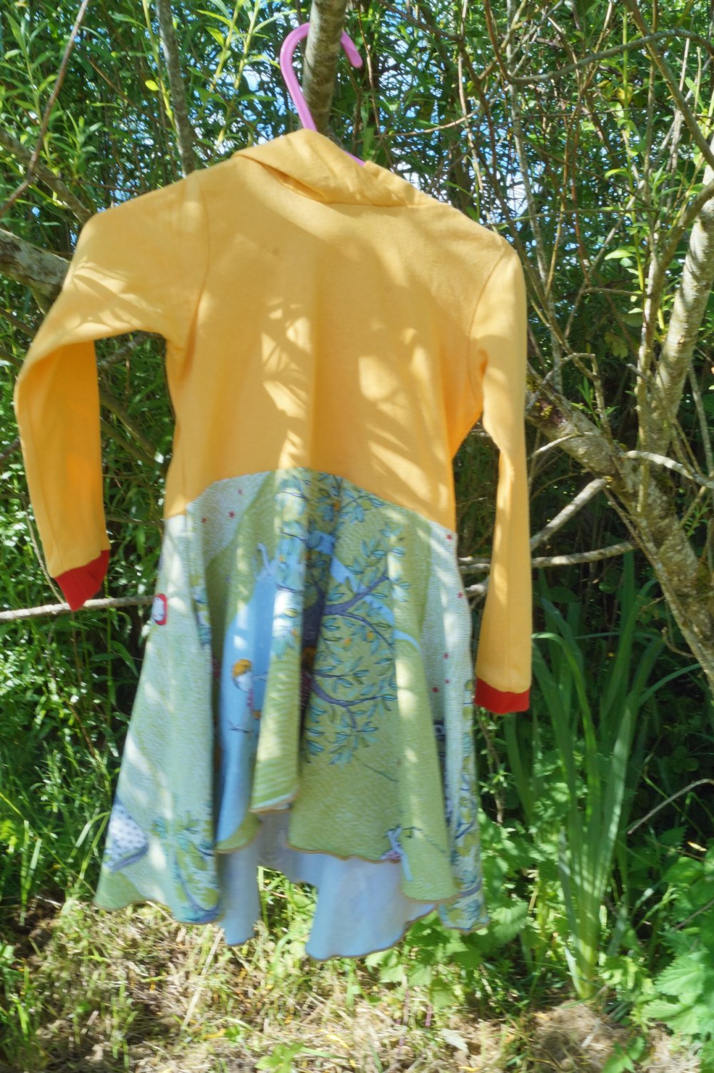 Vokuhila Kleid mit Zipfelkapuze Rock dreht sich Gr. 80 85