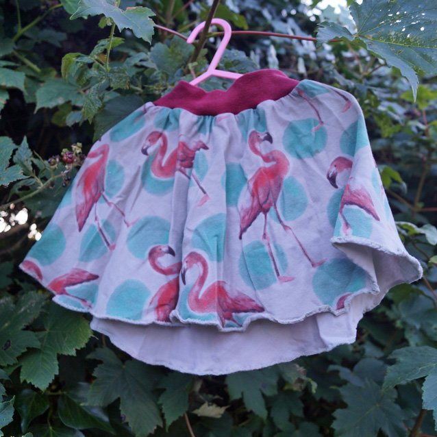 wunderschöner mitwachsender Drehrock Rock windelfreigeeignet mit Flamingos Gr. 80 86 92 kbA Baumwolle