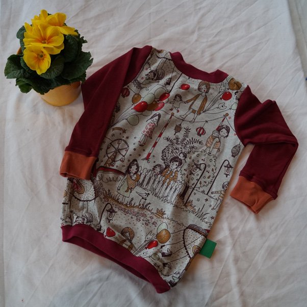 Langarmshirt Shirt egal wie rum anziehen Wendeshirt Gr. 80 86 mit wunderschönem Wimmelbild-Druck