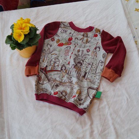 Langarmshirt Shirt egal wie rum anziehen Wendeshirt Gr. 80 86 mit wunderschönem Wimmelbild-Druck