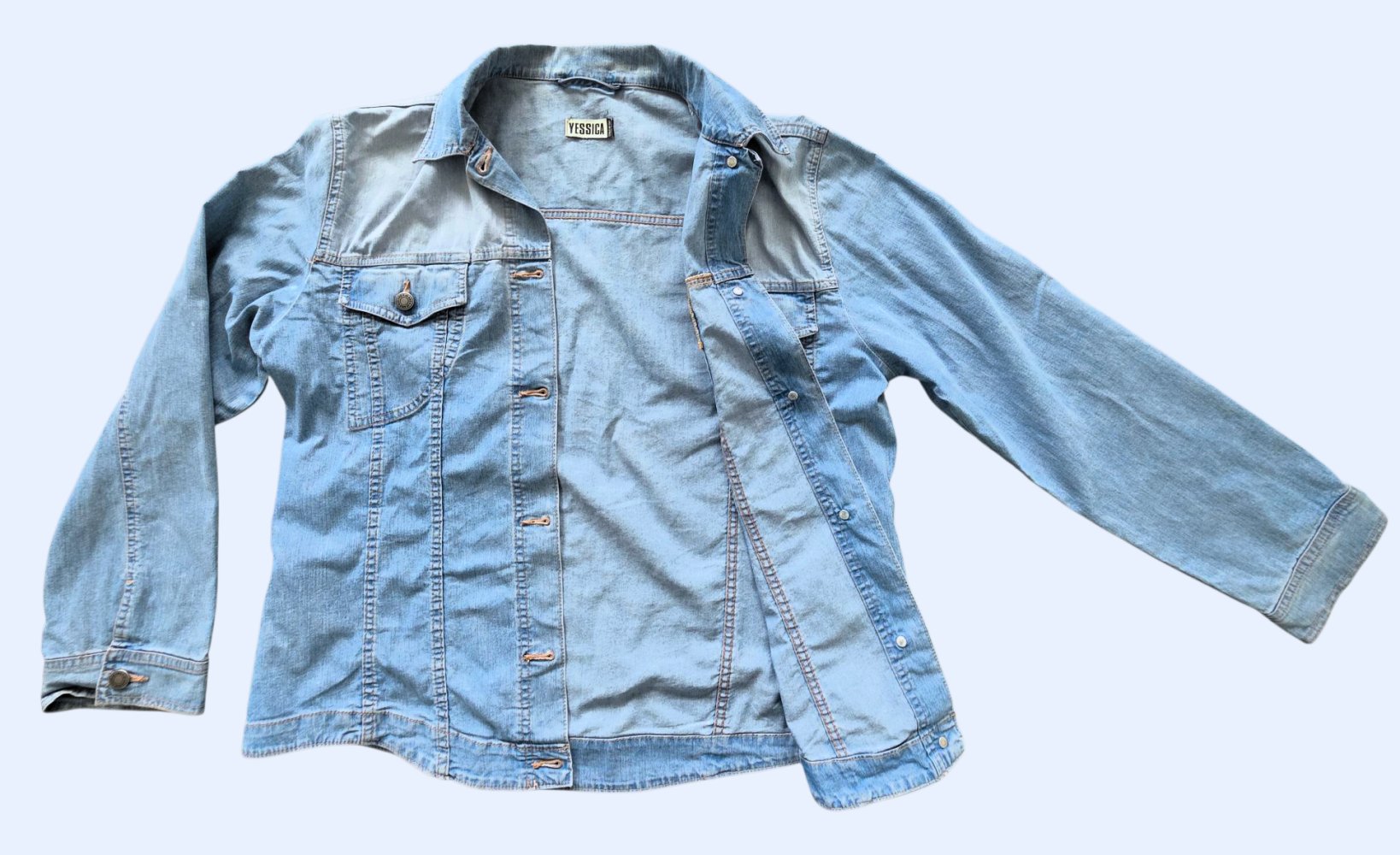 Damen Jeans Jacke Jeansjacke Jeanshemd Hemd von Yessica in Größe 46 / L in blau 