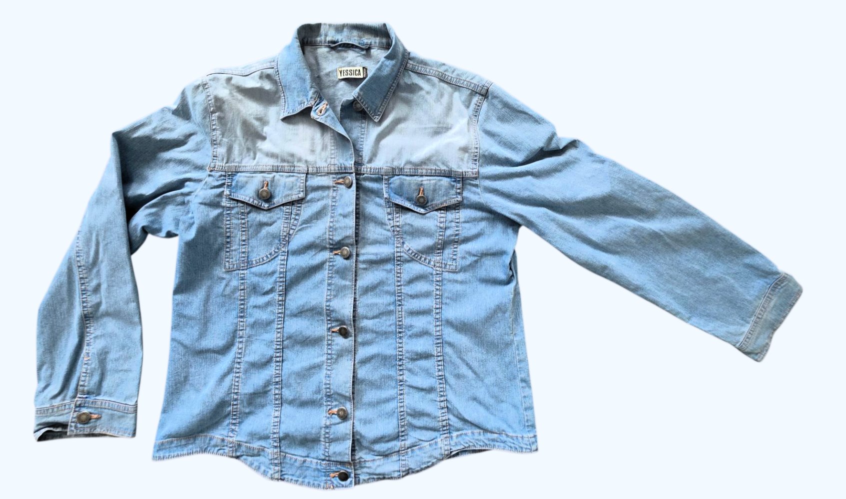 Damen Jeans Jacke Jeansjacke Jeanshemd Hemd von Yessica in Größe 46 / L in blau 