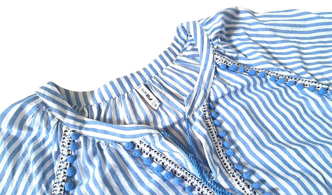 Damen Bluse Tunika Shirt Von FBSister in Gr. XL guter Zustand in weiß-blau 