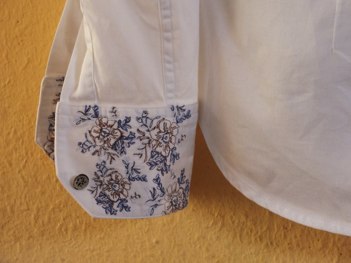 Designer Hemd Herren Robert Graham Euro Fit weiß mit Stickerei