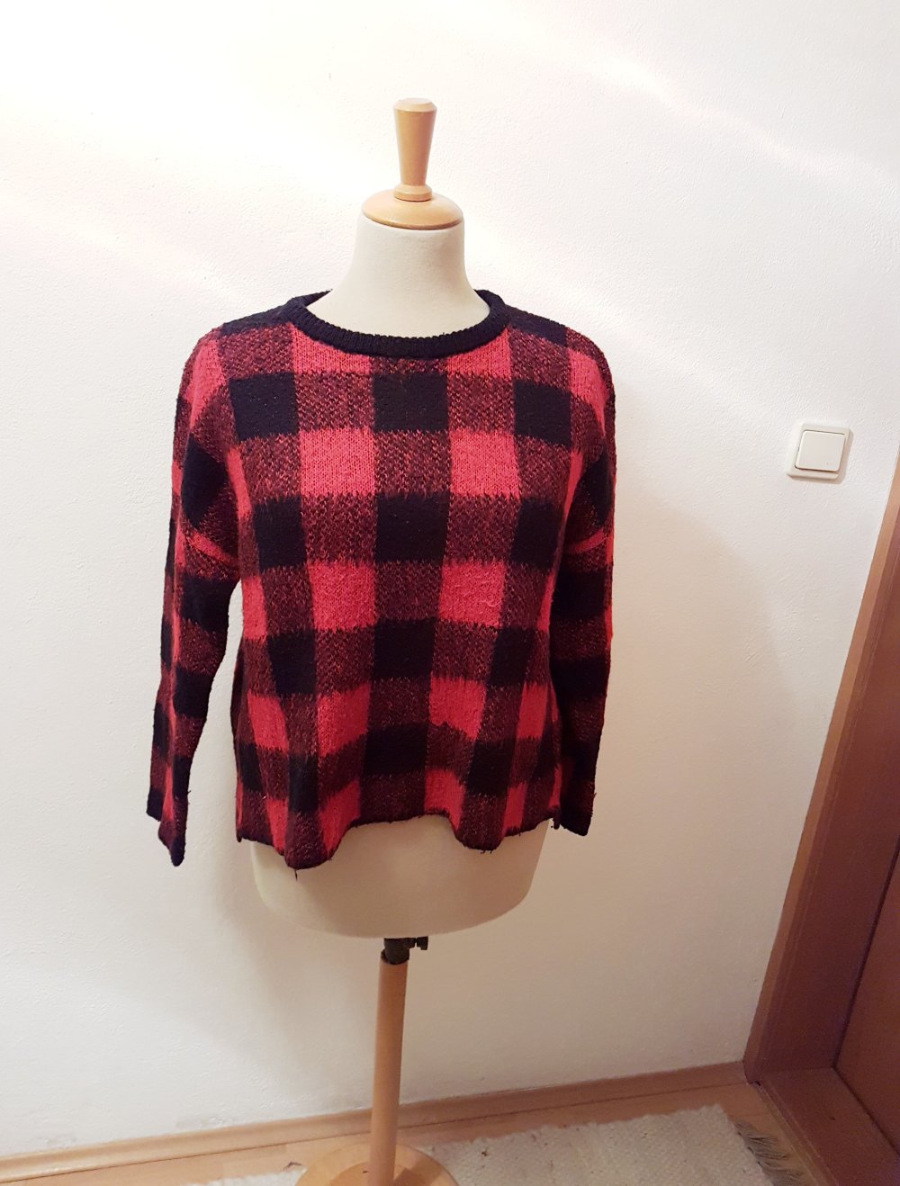 neuer tot Schwarz karrierter strickpullover