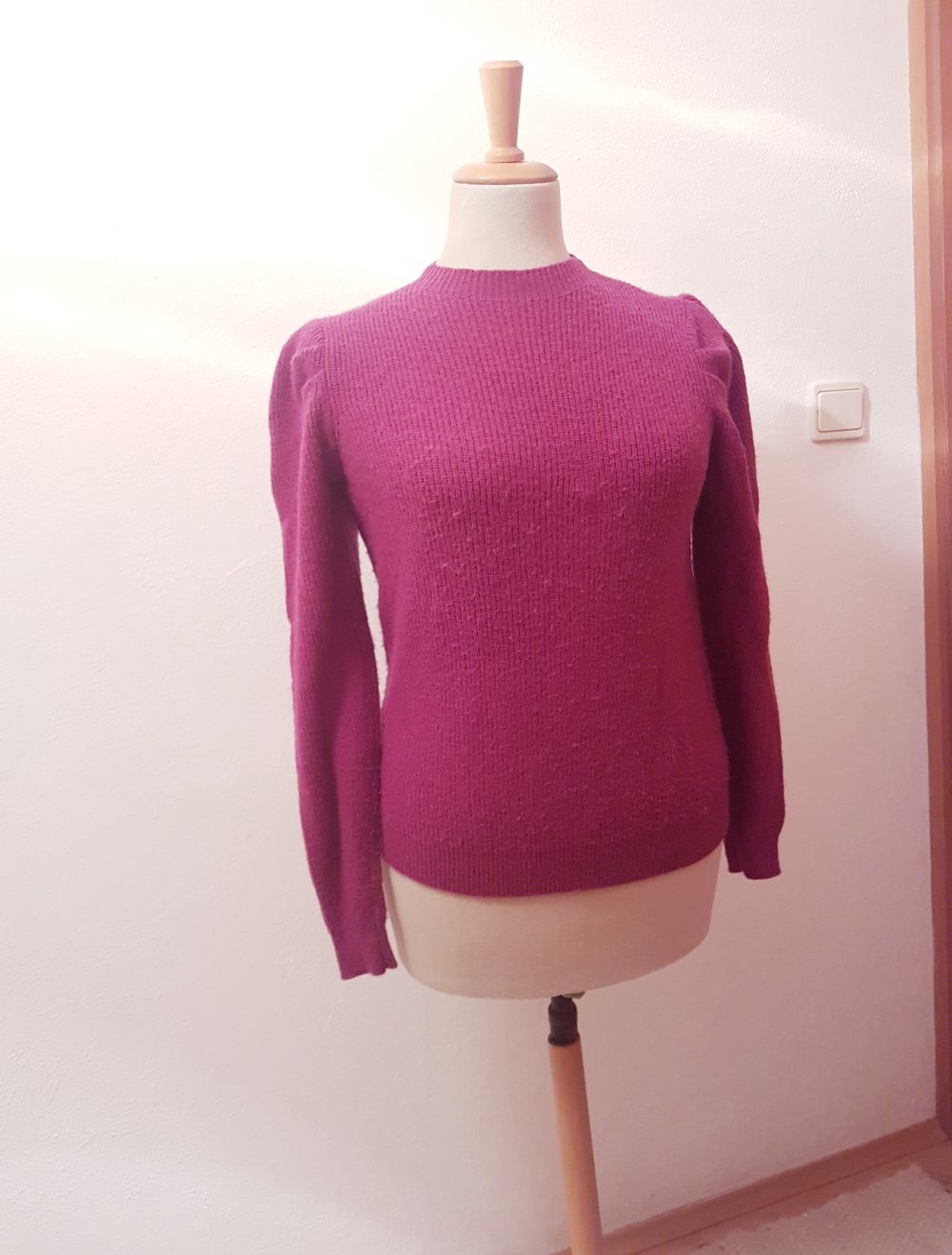 neuer lila puffärmel strickpullover
