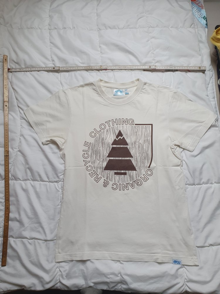 Creme Weiß T-Shirt von Picture Organic Clothing in L mit Logo braun in Holz Optik