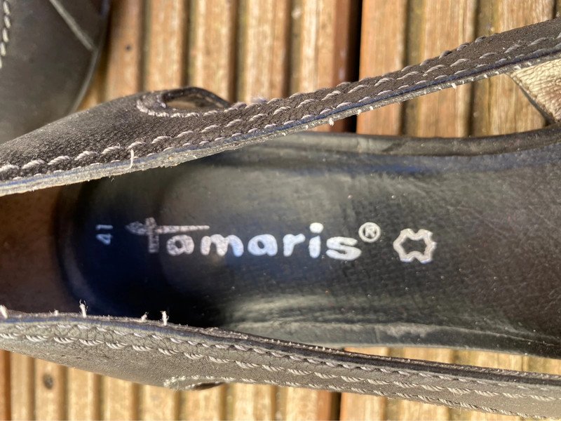 Schuhe Sandalen Sommer Frühling Tamaris Größe 41 Schwarz Leder 