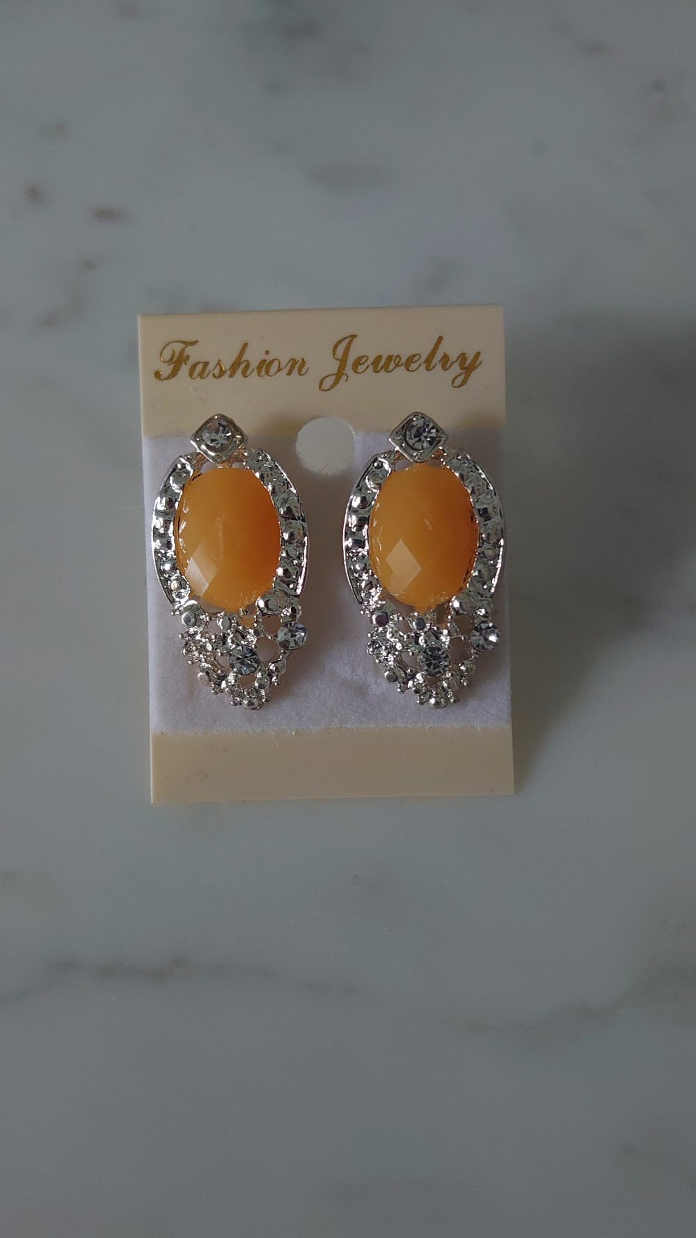 Ohrringe Ohrstecker  Fashion Jewelry gelb orange silber  Glitzer  neu
