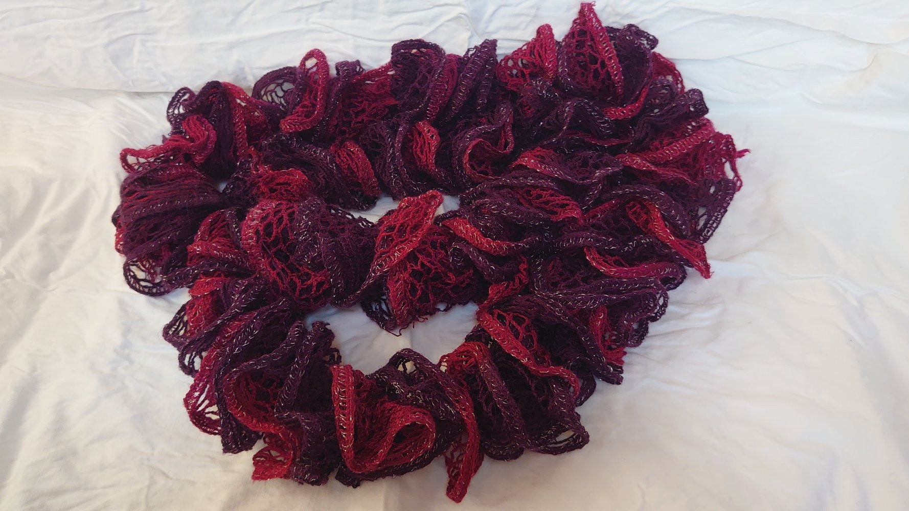 Schal Strickschal pink Brombeere lila Glitzer Vintage Retro 1,70 m lang 10 cm breit