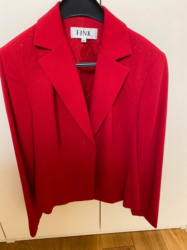 Kostüm Kleid und Blazer mit Perlen bestickt Marke FINK Größe 40