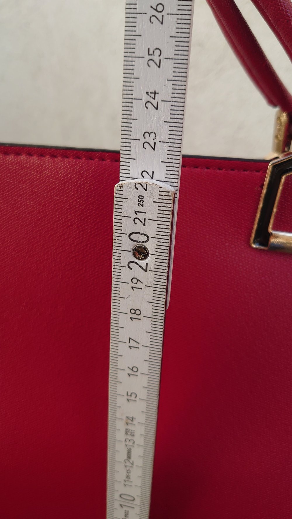 Tasche Handtasche rot gold Aimily 27 cm Breit 23 cm Hoch 12 cm Tief