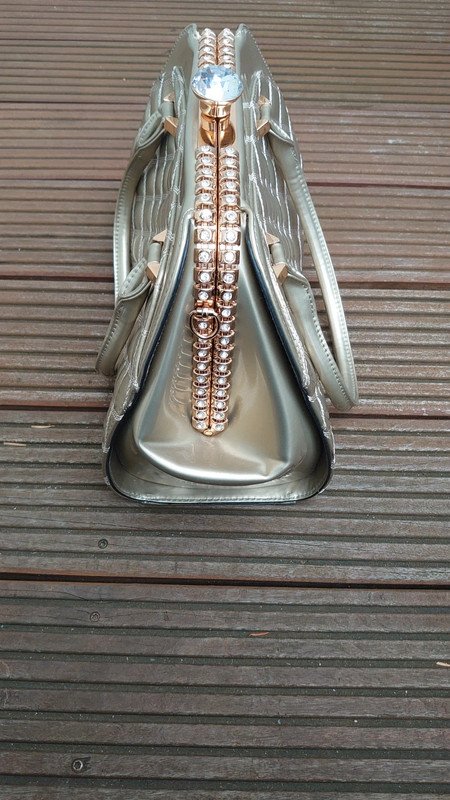 Tasche Handtasche  Alfredo Pauly  gold Glitzer  Lack