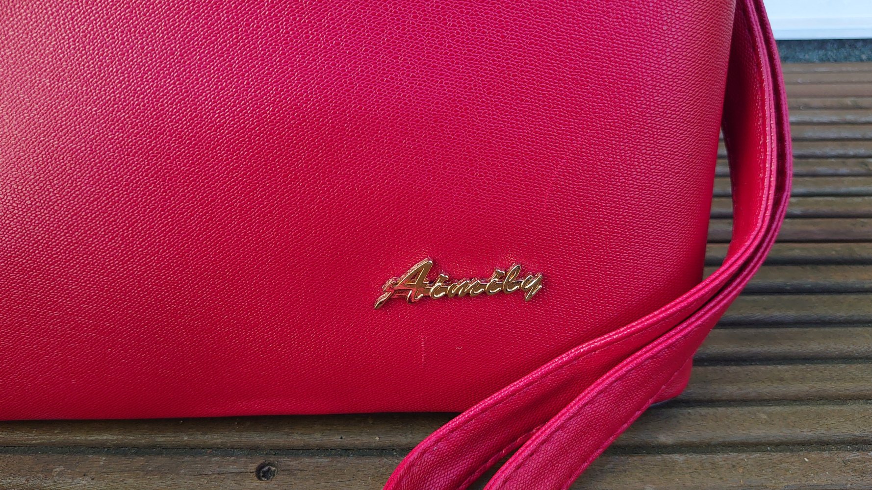 Tasche Handtasche rot gold Aimily 27 cm Breit 23 cm Hoch 12 cm Tief