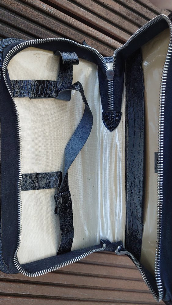 Tasche Kosmetiktasche Organizer Aufbewahrung Vintage Retro Schwarz ca 14 cm Tief ca 27 cm Breit ca 5 cm Hoch