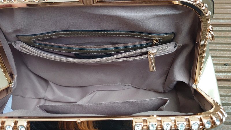 Tasche Handtasche  Alfredo Pauly  gold Glitzer  Lack