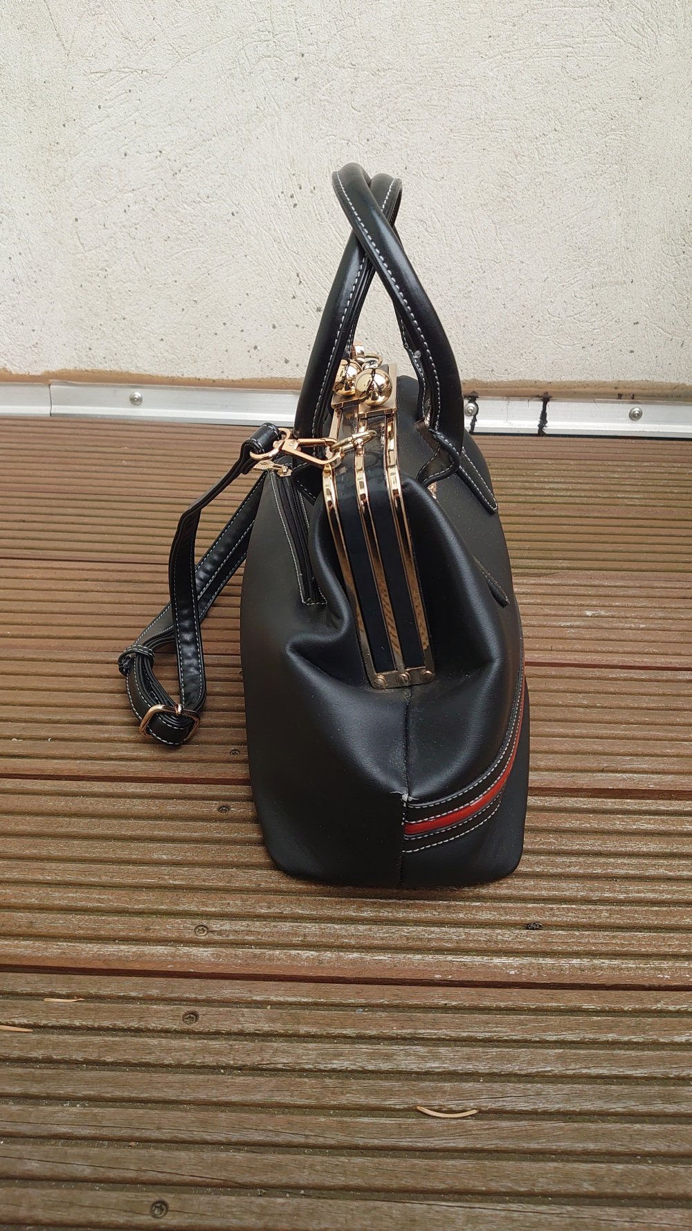 Tasche Handtasche  Velina Fabbiano  Schwarz rot gold 