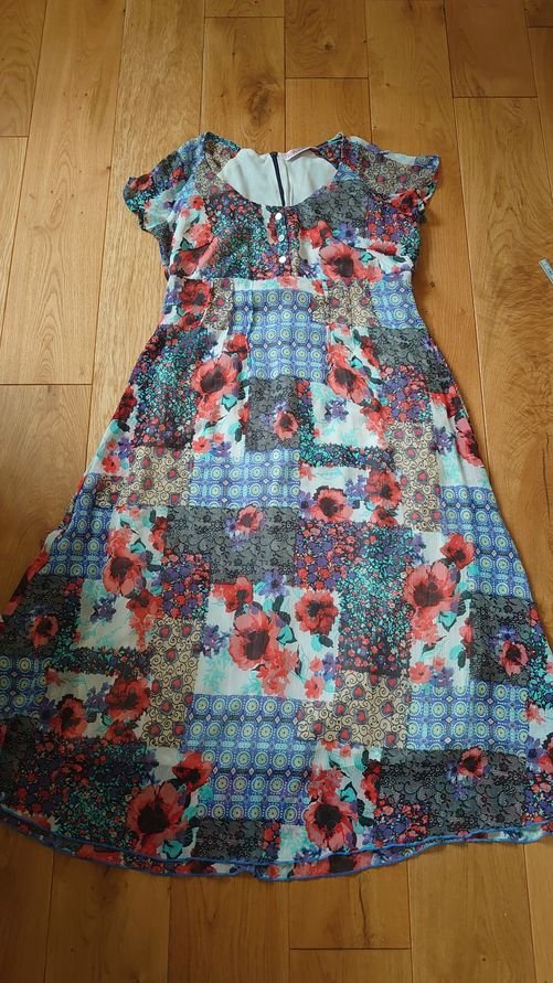 Kleid Sommer Blumen bunt Heine Linea Tesini Festival Boho Hippie Größe 38 / 40 