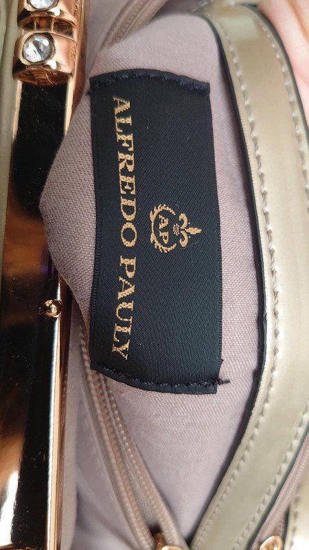 Tasche Handtasche  Alfredo Pauly  gold Glitzer  Lack