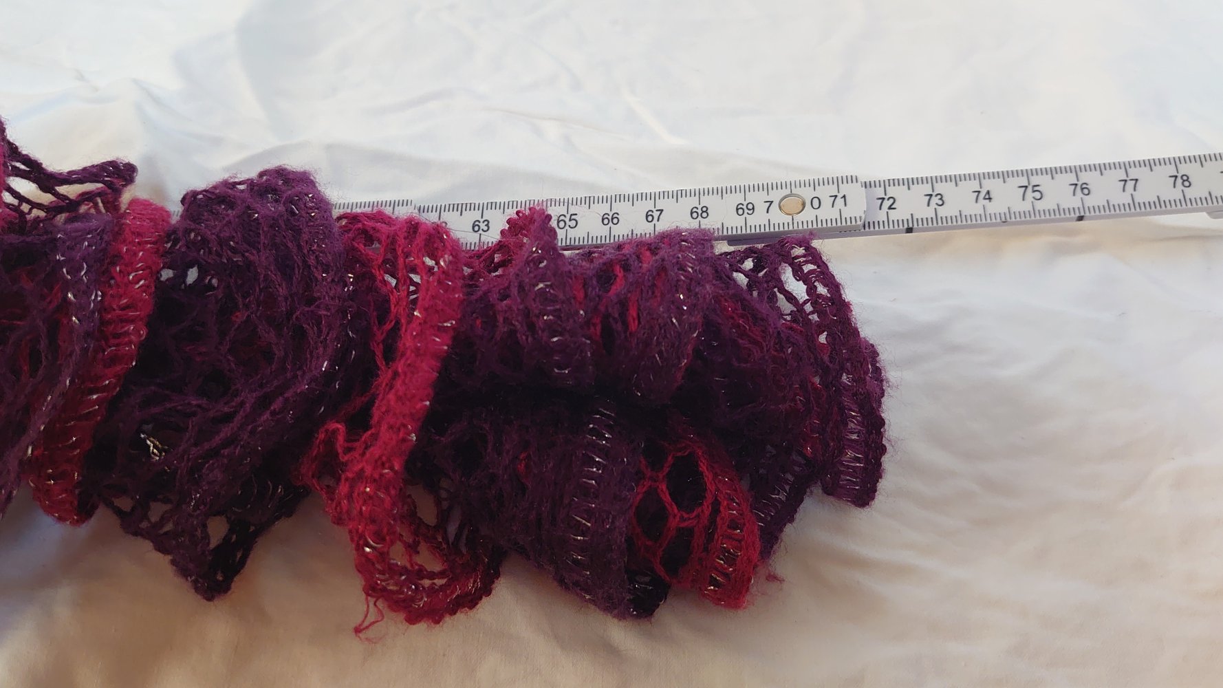 Schal Strickschal pink Brombeere lila Glitzer Vintage Retro 1,70 m lang 10 cm breit