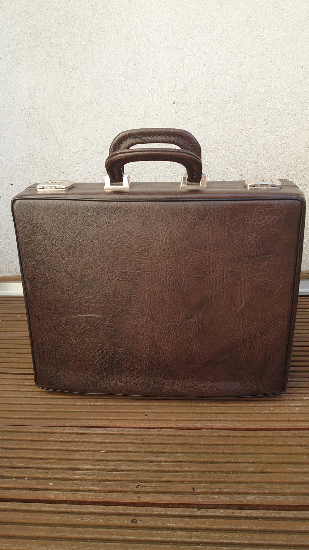 Koffer Aktenkoffer Vintage Retro Lederkoffer Leder braun leider keine Schlüssel vorhanden 44 cm Breit 39 cm Hoch 14 cm