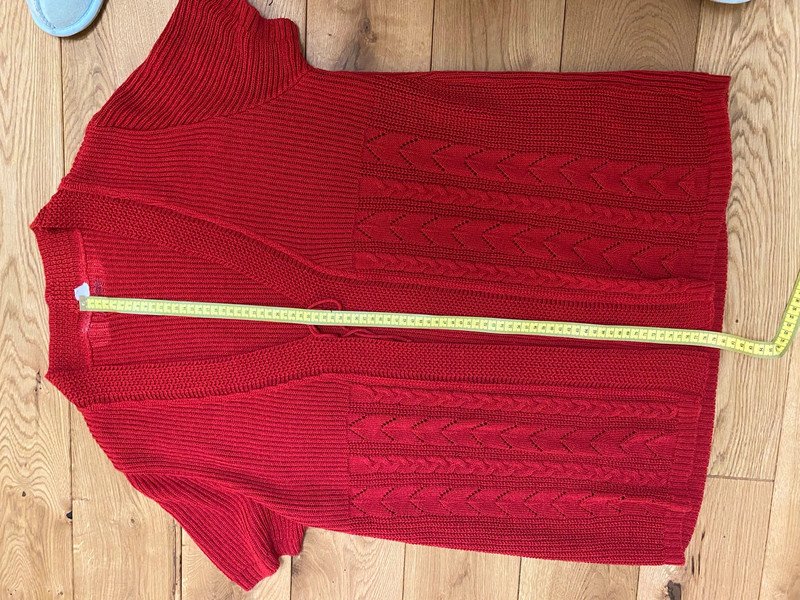 Lange Weste Strickweste Größe 40 Rot Vinatge