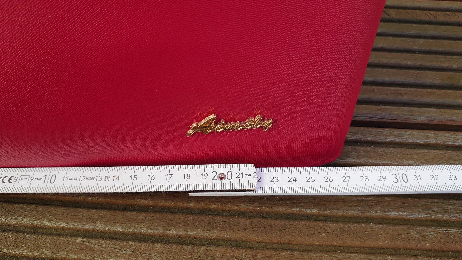 Tasche Handtasche rot gold Aimily 27 cm Breit 23 cm Hoch 12 cm Tief