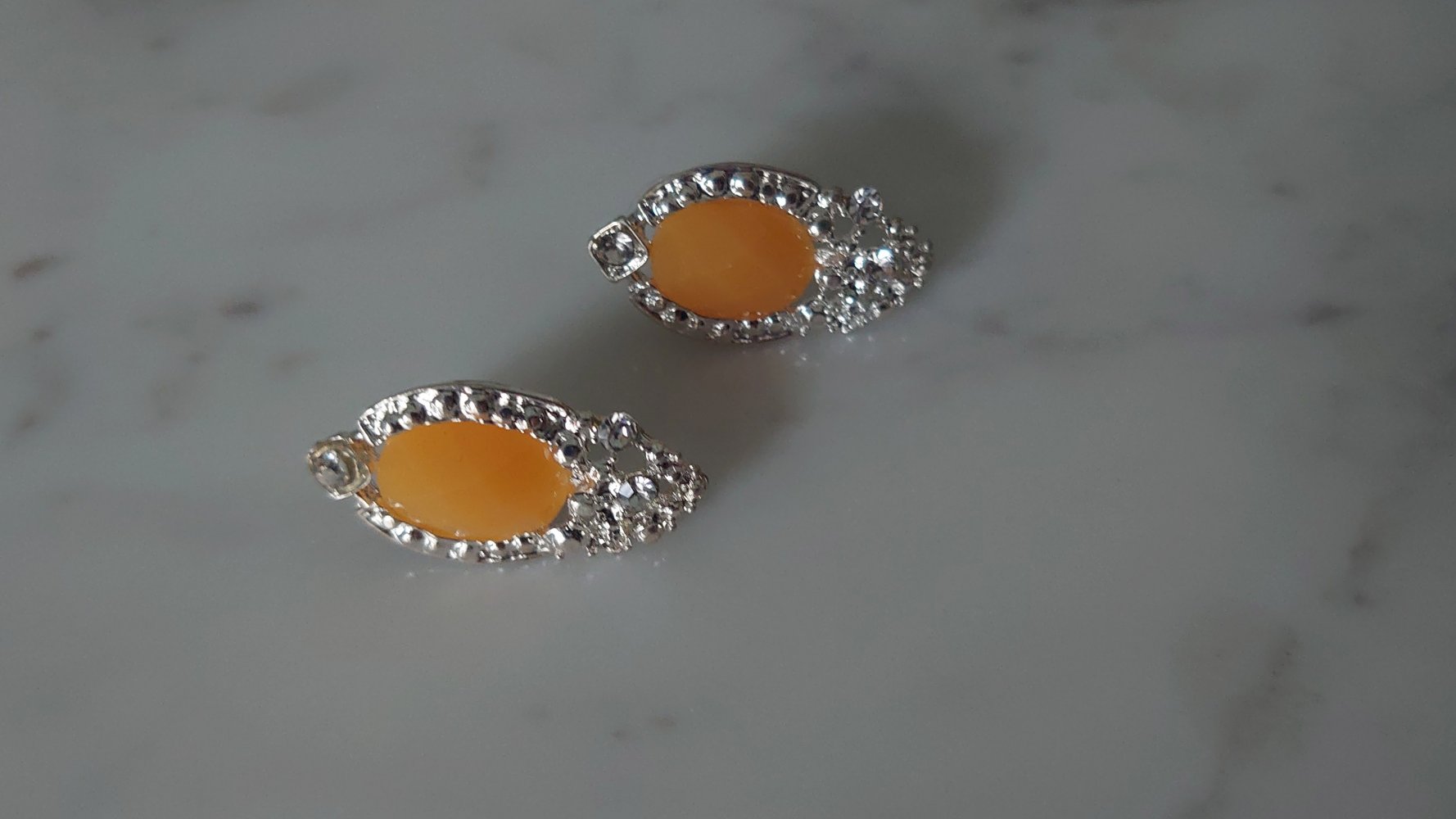 Ohrringe Ohrstecker  Fashion Jewelry gelb orange silber  Glitzer  neu