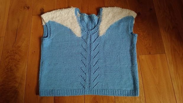 Pullunder Pullover ohne Arm blau weiß Vintage retro Größe 40 