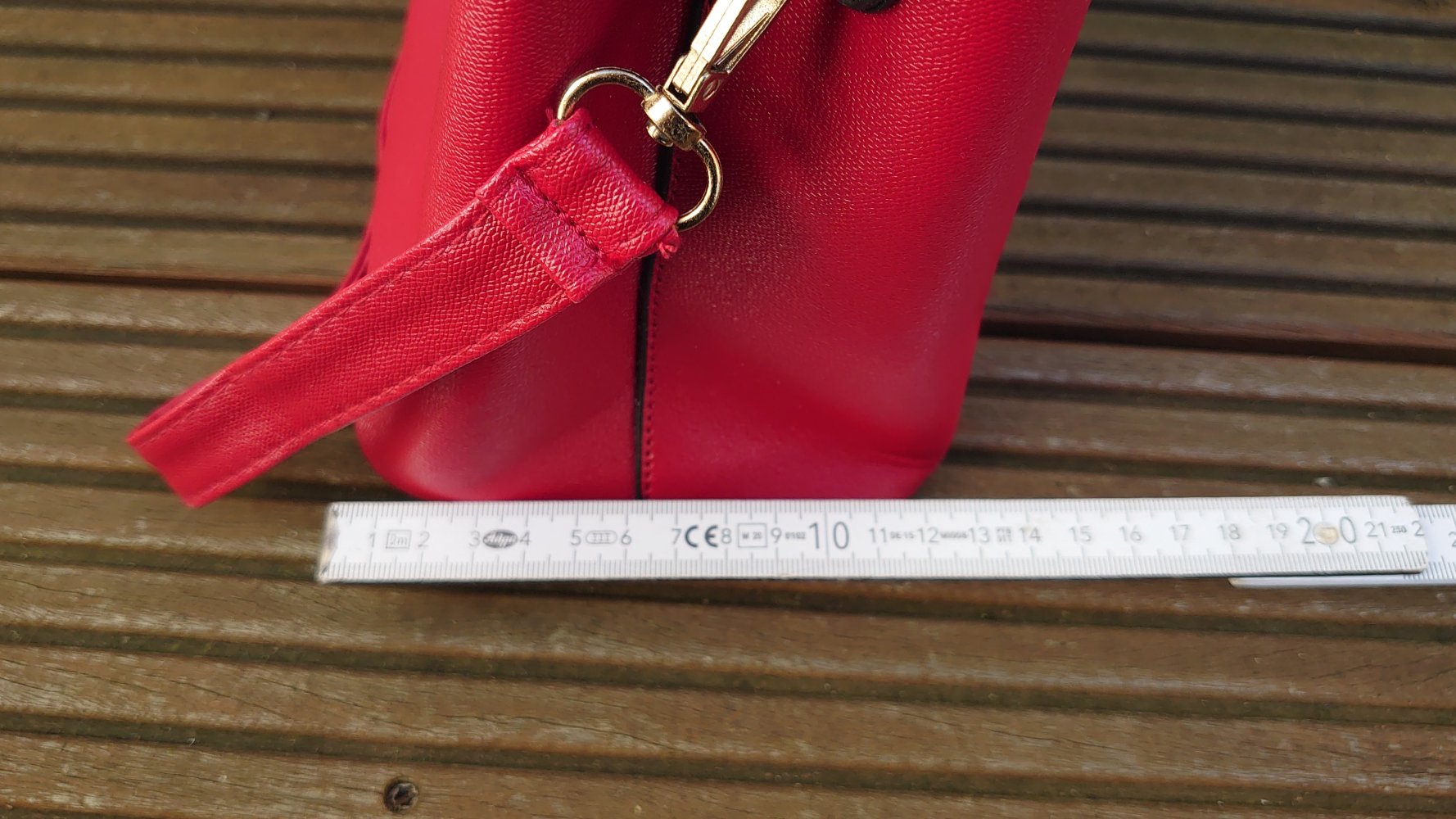 Tasche Handtasche rot gold Aimily 27 cm Breit 23 cm Hoch 12 cm Tief