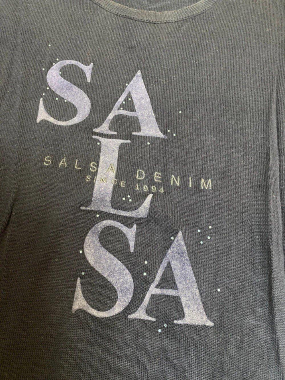 Salsa Pullover blau 3/4 Ärmel, mit Glitzersteine Größe L