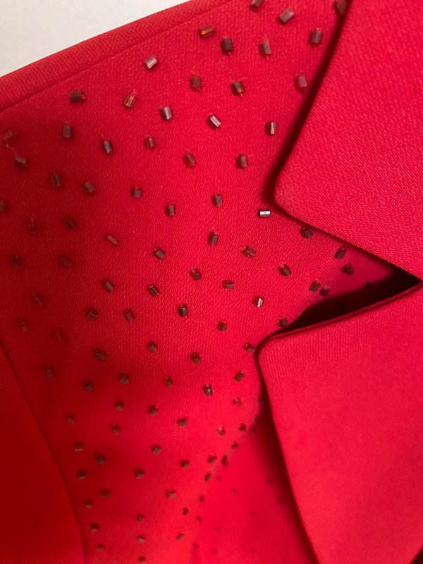 Kostüm Kleid und Blazer mit Perlen bestickt Marke FINK Größe 40