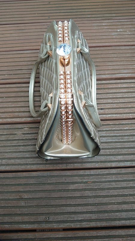 Tasche Handtasche  Alfredo Pauly  gold Glitzer  Lack