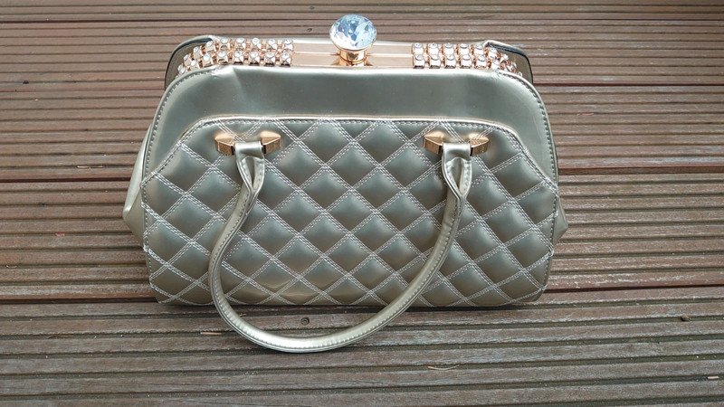 Tasche Handtasche  Alfredo Pauly  gold Glitzer  Lack