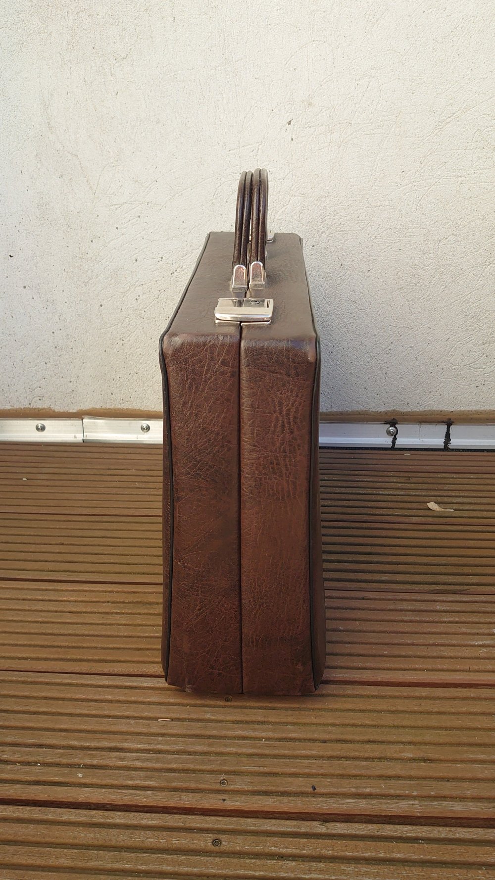 Koffer Aktenkoffer Vintage Retro Lederkoffer Leder braun leider keine Schlüssel vorhanden 44 cm Breit 39 cm Hoch 14 cm