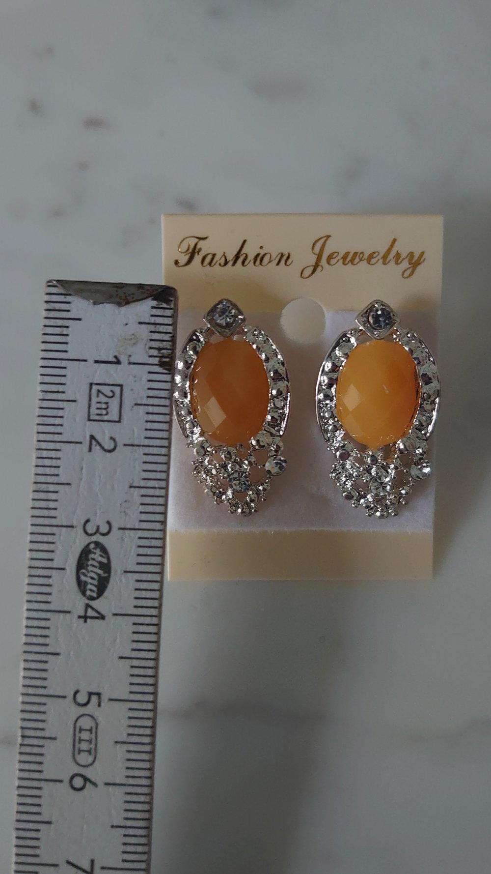 Ohrringe Ohrstecker  Fashion Jewelry gelb orange silber  Glitzer  neu