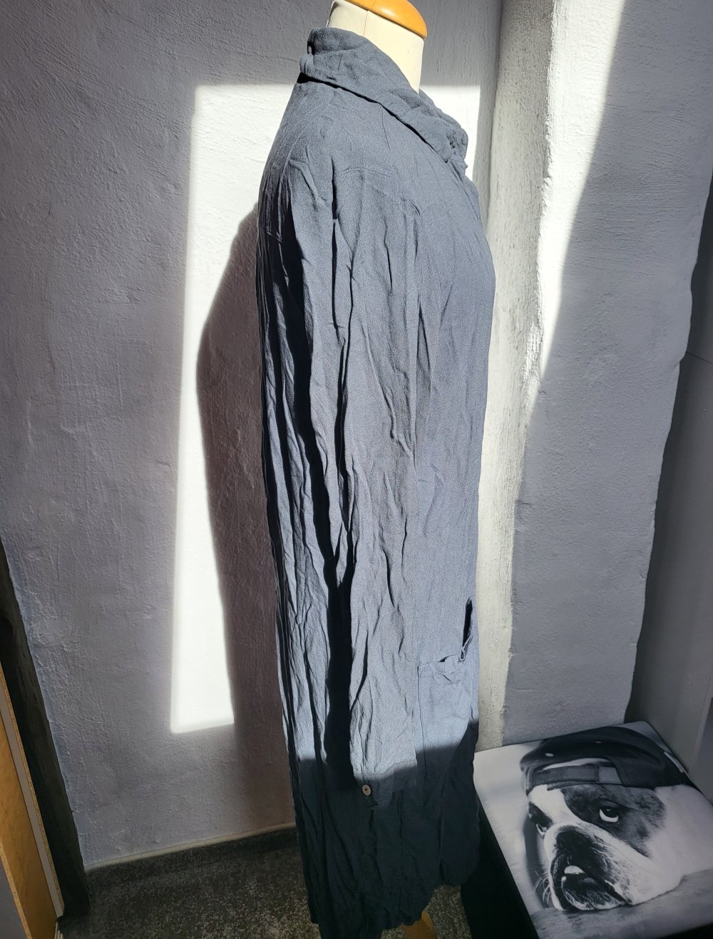 schickes Blusenkleid in blau-grau