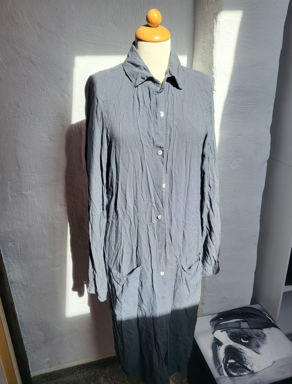 schickes Blusenkleid in blau-grau