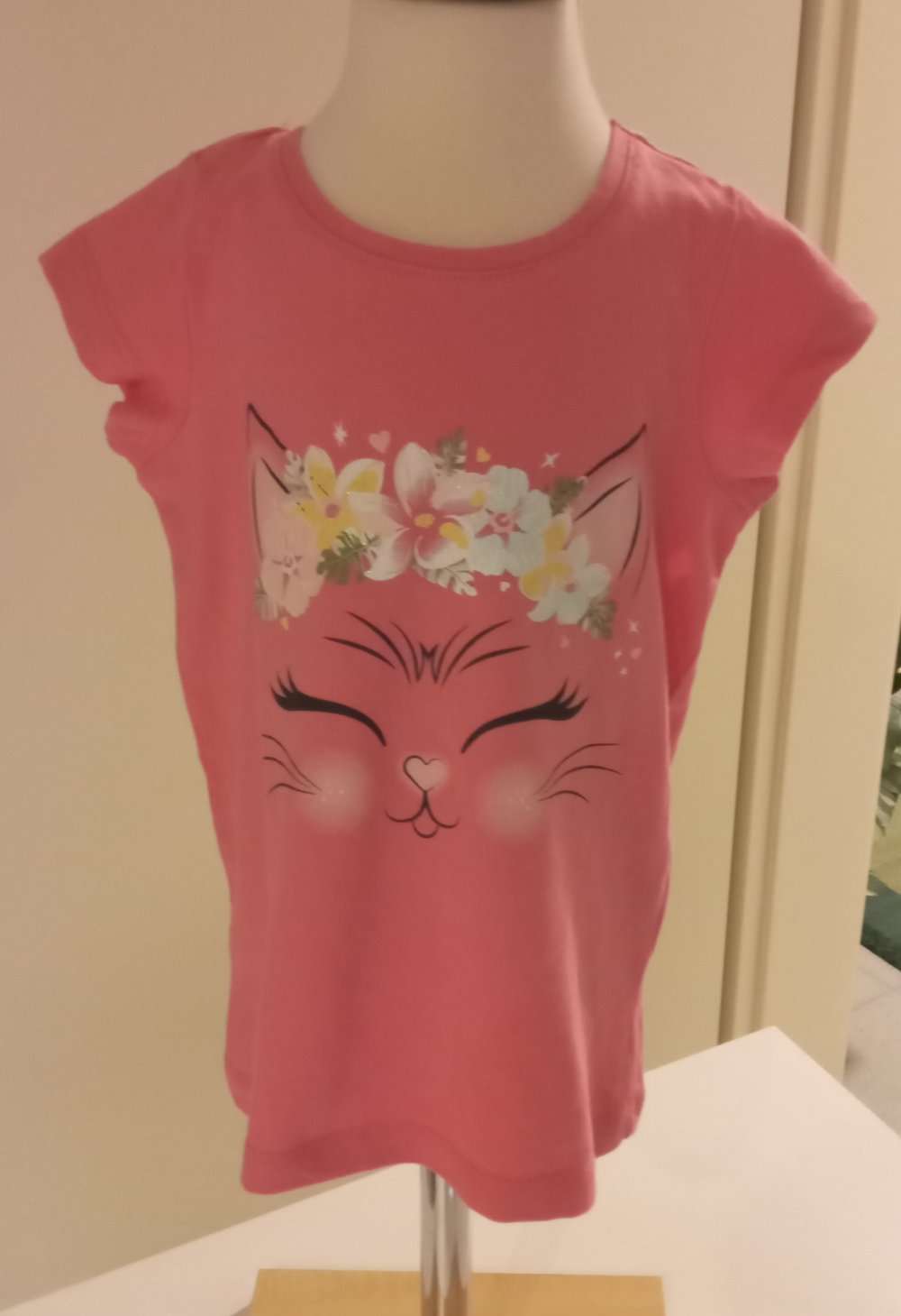 Süßes T-Shirt für Mädchen rosa mit Katzendruck