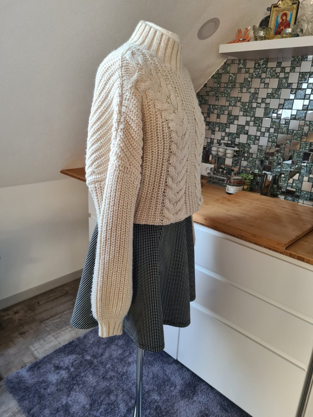 Pulli Grobstrickpullover Cropped Pullover Vero Moda Gr. S creme