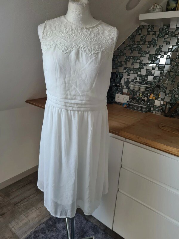 Spitzen Minikleid Vero Moda Gr. L (40) weiß kurzes Kleid Sommerkleid