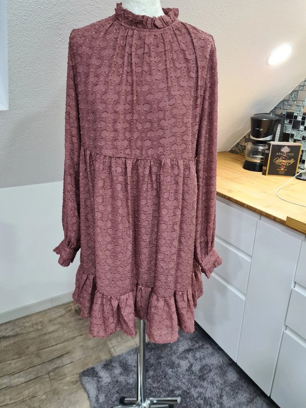 Minikleid Only rose / braun Gr. 38 Langarm Kleid