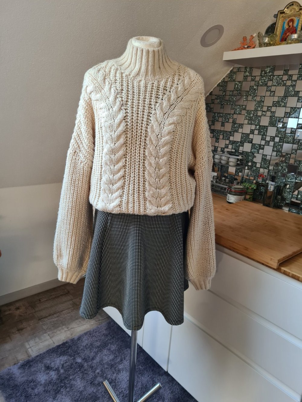 Pulli Grobstrickpullover Cropped Pullover Vero Moda Gr. S creme