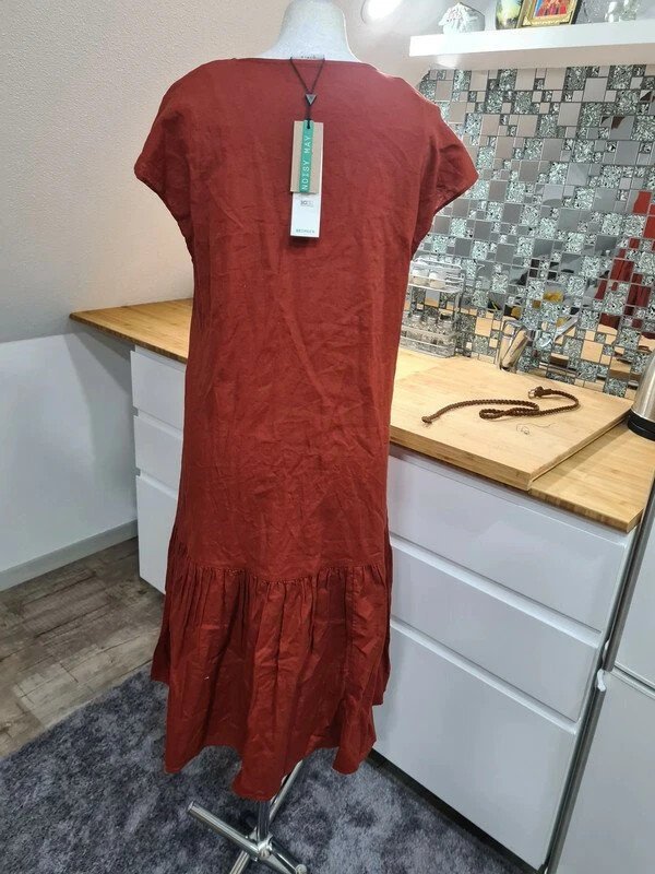 Midikleid Sommerkleid Noisy May Gr. XS (34-36) rostbraun Baumwolle