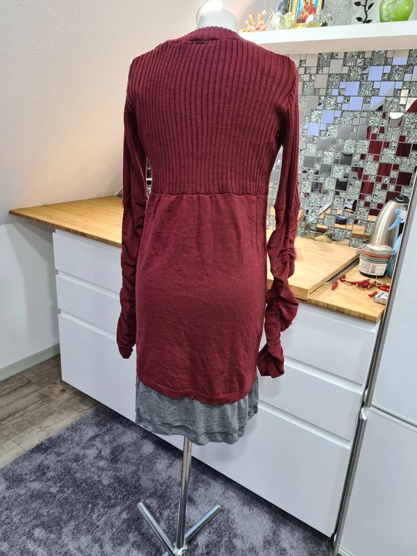 2 Teile Tshirtkleid Strickkleid Gr. 38 Bodyflirt bordo/grau