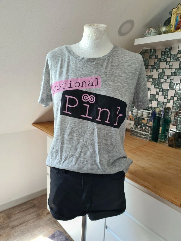 T-Shirt Shirt Pieces Gr. M (36/38) grau Print