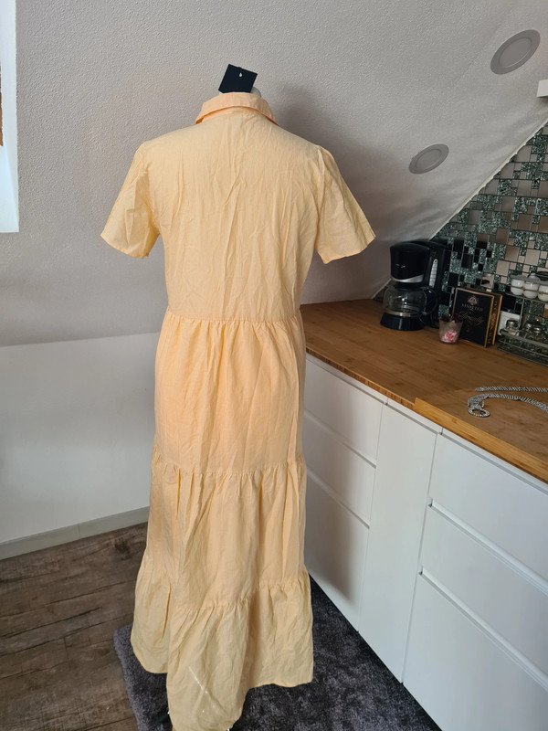 YAS Baumwolle Maxikleid Gr. M (38) Streifen gelb / weiß Stufenrock €55 NEU