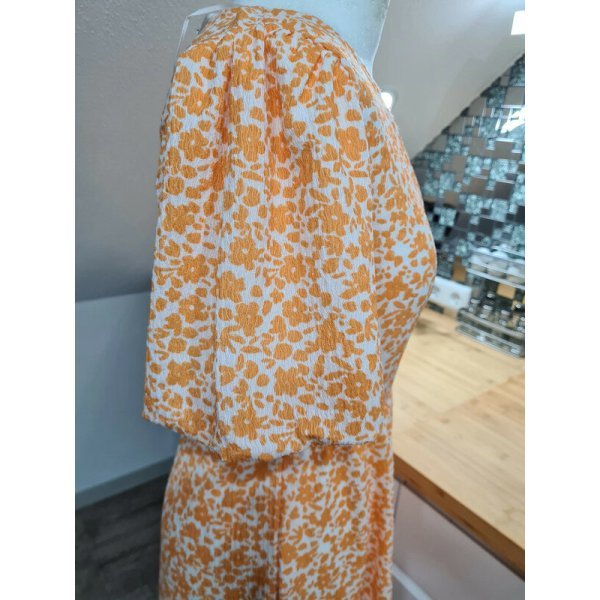 Sommerkleid Vila Gr. 36 (S/M) Ballonarm weiß gelb 