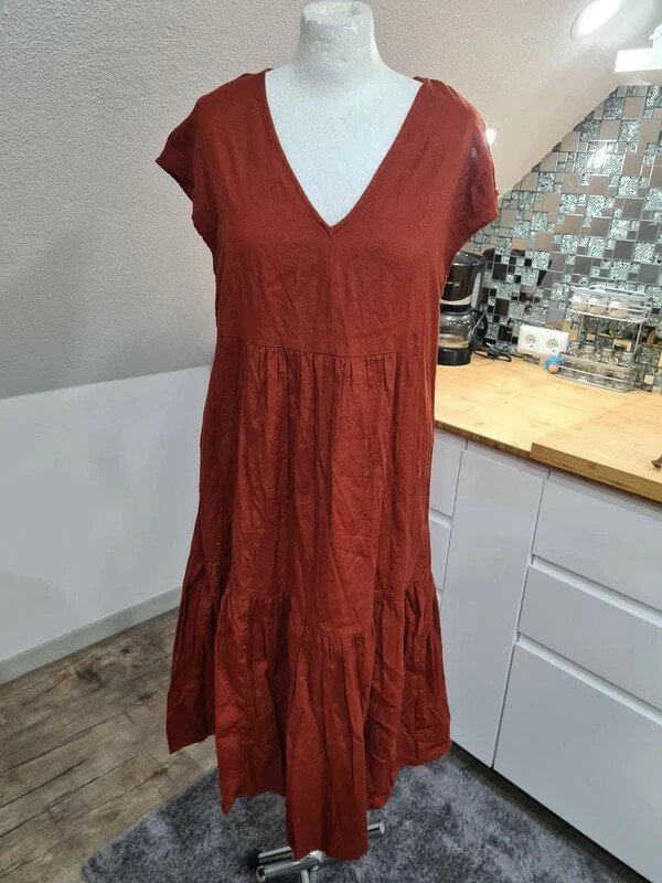 Midikleid Sommerkleid Noisy May Gr. XS (34-36) rostbraun Baumwolle