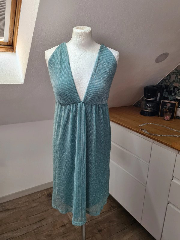 PArty Kleid Gr. S Only glitzernd blau silber Minikleid Sommerkleid